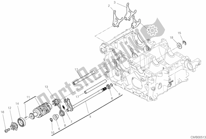 All parts for the Shift Cam - Fork of the Ducati Superbike Panigale V4 1100 2018